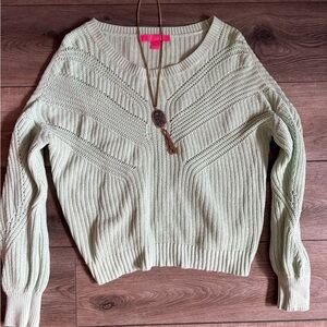 Lilly Pulitzer Mint Green Knit Sweater Size M Boho Textured
